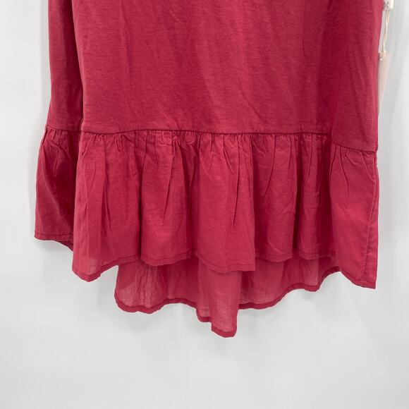 CASLON Nordstrom NWT Berry Red Sleeveless Ruffle Hem Tank Top //  S - Picture 7 of 8